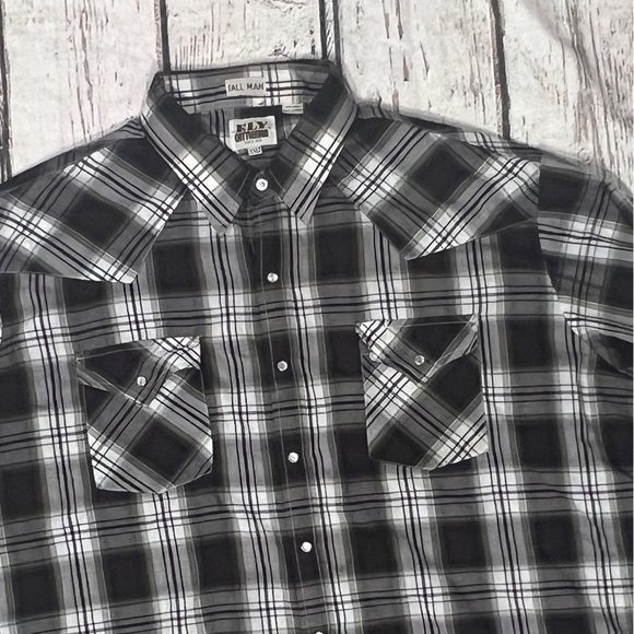 Ely Cattleman Western Pearl Snap Button Down Plaid Cowboy Rancher Shirt - Picture 2 of 5